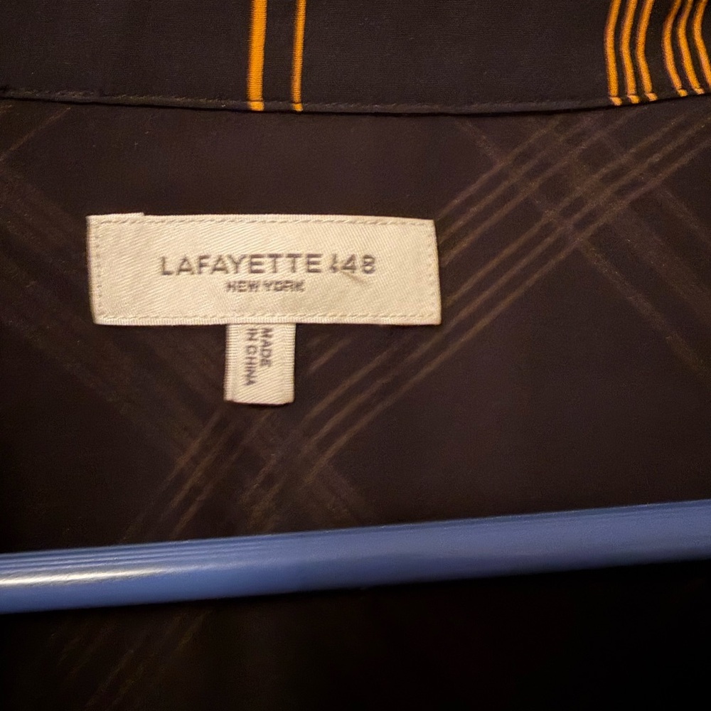 Lafayette 148 Rae Plaid Button Down Shirt Size Large - Picture 3 of 5